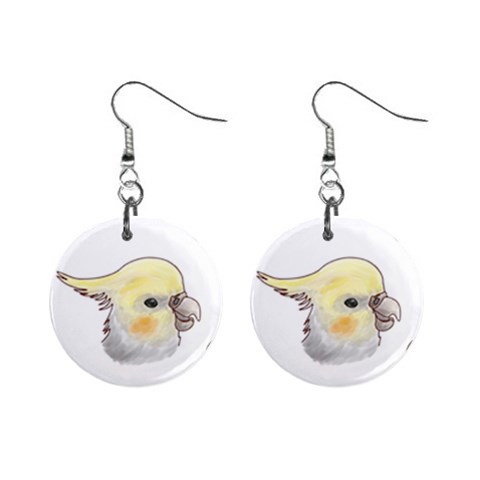 Love My Cockatiel 1  Button Earrings from ArtsNow.com Front