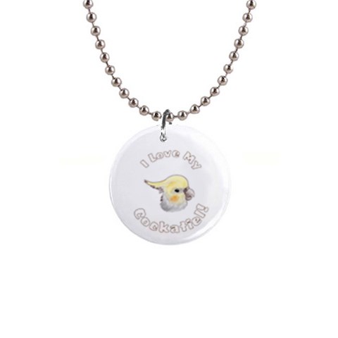 Love My Cockatiel 1  Button Necklace from ArtsNow.com Front