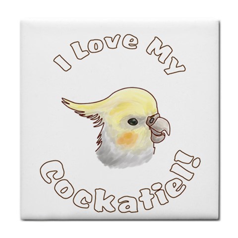 Love My Cockatiel Tile Coaster from ArtsNow.com Front