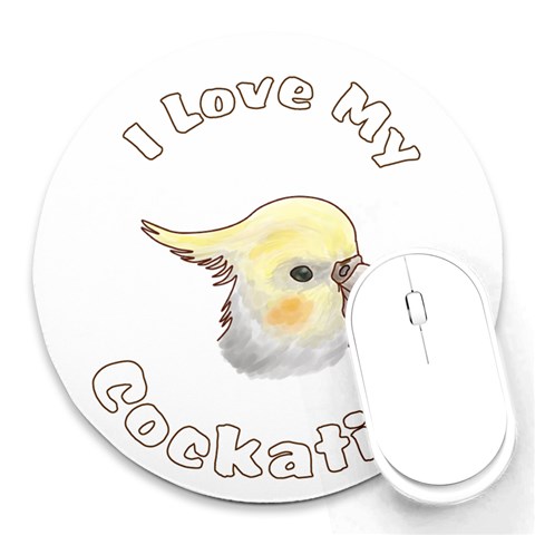 Love My Cockatiel Round Mousepad from ArtsNow.com Front