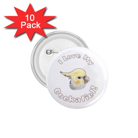 Love My Cockatiel 1.75  Button (10 pack)  from ArtsNow.com Front