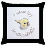 Love My Cockatiel Throw Pillow Case (Black)