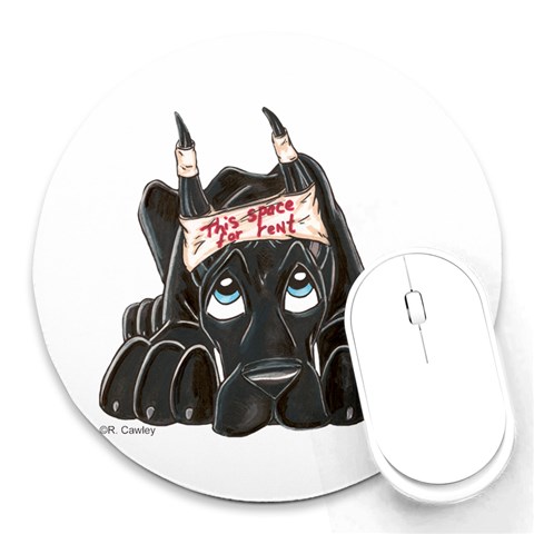 CBlk Pup space for rent Round Mousepad from ArtsNow.com Front
