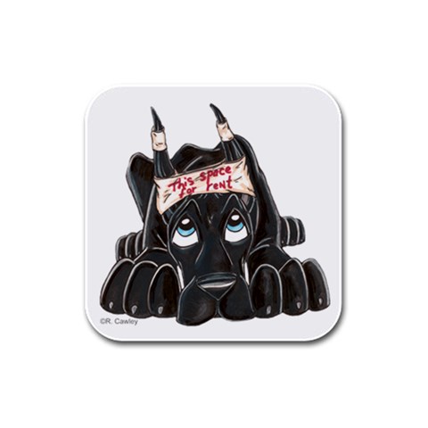CBlk Pup space for rent Rubber Square Coaster (4 pack) from ArtsNow.com Front
