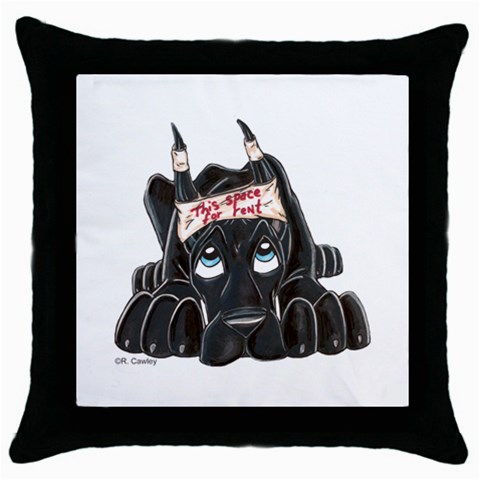 CBlk Pup space for rent Throw Pillow Case (Black) from ArtsNow.com Front
