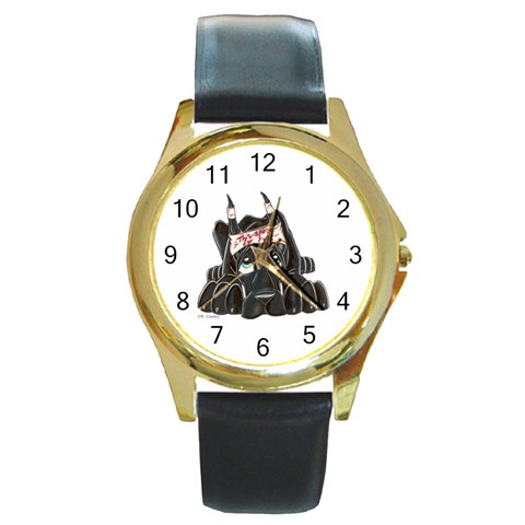 CBlk Pup space for rent Round Gold Metal Watch from ArtsNow.com Front
