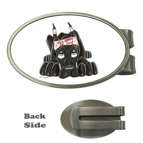 CBlk Pup space for rent Money Clip (Oval) from ArtsNow.com Front