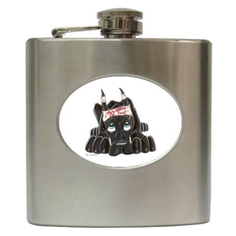 CBlk Pup space for rent Hip Flask (6 oz) from ArtsNow.com Front