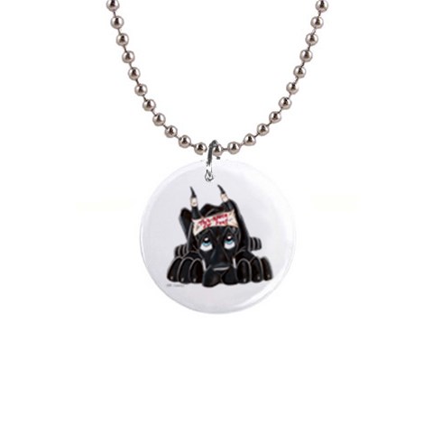 CBlk Pup space for rent 1  Button Necklace from ArtsNow.com Front