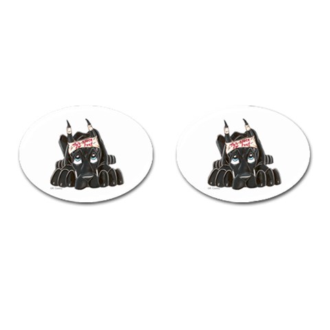 CBlk Pup space for rent Cufflinks (Oval) from ArtsNow.com Front(Pair)