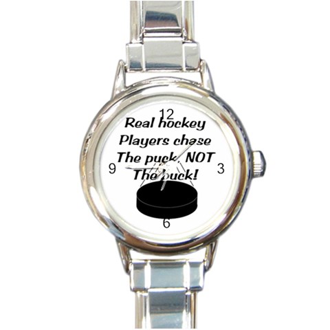 Chase The Puck Round Italian Charm Watch from ArtsNow.com Front