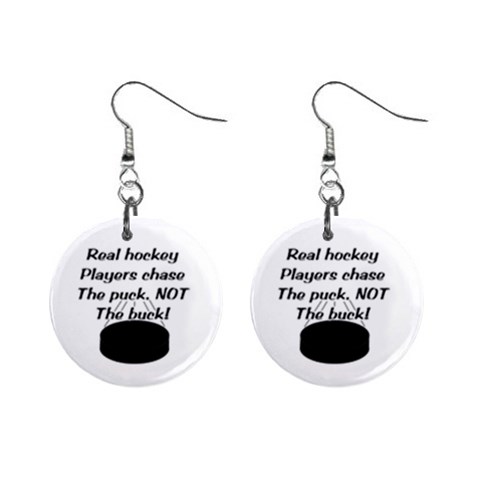 Chase The Puck 1  Button Earrings from ArtsNow.com Front