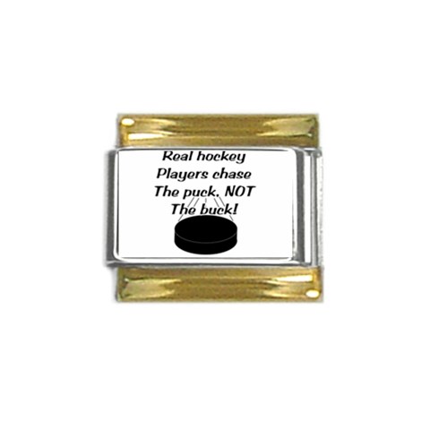 Chase The Puck Gold Trim Italian Charm (9mm) from ArtsNow.com Front