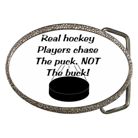 Chase The Puck Belt Buckle from ArtsNow.com Front