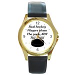 Chase The Puck Round Gold Metal Watch