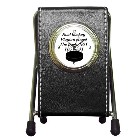 Chase The Puck Pen Holder Desk Clock from ArtsNow.com Front