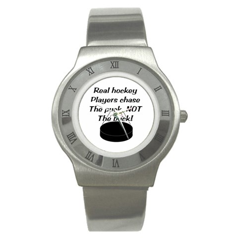 Chase The Puck Stainless Steel Watch from ArtsNow.com Front