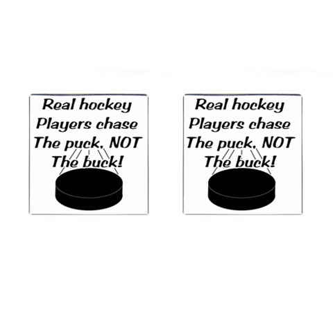 Chase The Puck Cufflinks (Square) from ArtsNow.com Front(Pair)