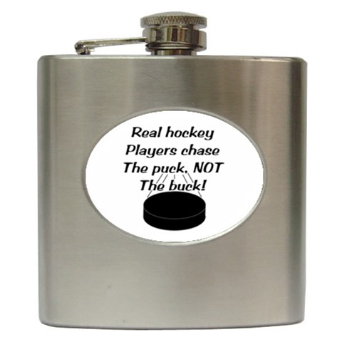 Chase The Puck Hip Flask (6 oz) from ArtsNow.com Front