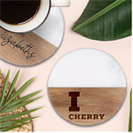 I love cherry Classic Marble Wood Coaster (Round) 