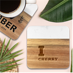 I love cherry Marble Wood Coaster (Square)