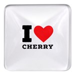 I love cherry Square Glass Fridge Magnet (4 pack)