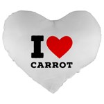 I love carrots  Large 19  Premium Flano Heart Shape Cushions