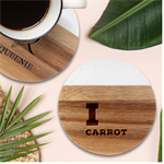 I love carrots  Marble Wood Coaster (Round)