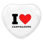 I love cantaloupe  Heart Glass Fridge Magnet (4 pack)