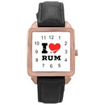 I love rum Rose Gold Leather Watch 