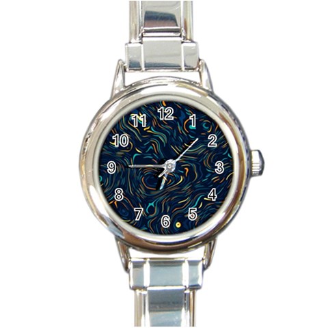 Colorful Abstract Pattern Creative Colorful Line Linear Background Round Italian Charm Watch from ArtsNow.com Front