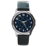 Colorful Abstract Pattern Creative Colorful Line Linear Background Round Metal Watch