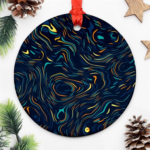 Colorful Abstract Pattern Creative Colorful Line Linear Background Ornament (Round) from ArtsNow.com Front