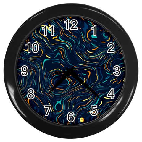 Colorful Abstract Pattern Creative Colorful Line Linear Background Wall Clock (Black) from ArtsNow.com Front