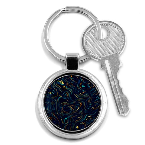 Colorful Abstract Pattern Creative Colorful Line Linear Background Key Chain (Round) from ArtsNow.com Front