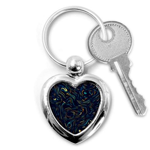 Colorful Abstract Pattern Creative Colorful Line Linear Background Key Chain (Heart) from ArtsNow.com Front