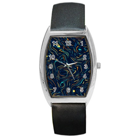 Colorful Abstract Pattern Creative Colorful Line Linear Background Barrel Style Metal Watch from ArtsNow.com Front
