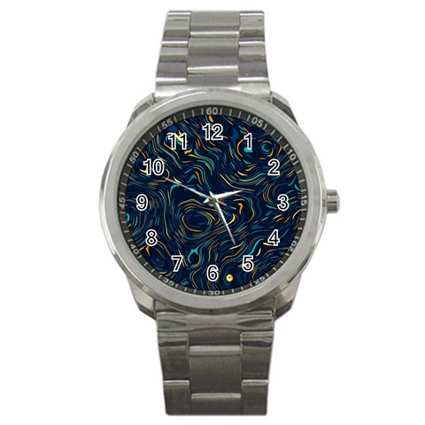 Colorful Abstract Pattern Creative Colorful Line Linear Background Sport Metal Watch from ArtsNow.com Front