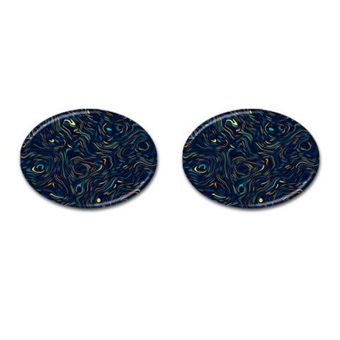 Colorful Abstract Pattern Creative Colorful Line Linear Background Cufflinks (Oval) from ArtsNow.com Front(Pair)