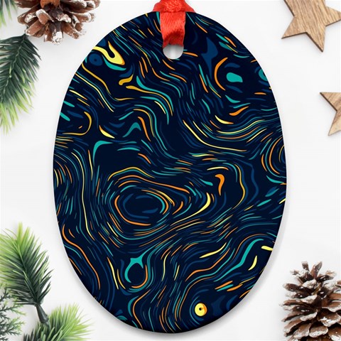 Colorful Abstract Pattern Creative Colorful Line Linear Background Oval Ornament (Two Sides) from ArtsNow.com Front