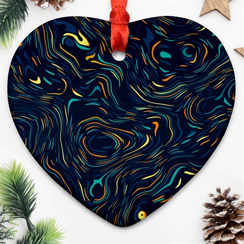 Colorful Abstract Pattern Creative Colorful Line Linear Background Heart Ornament (Two Sides) from ArtsNow.com Front