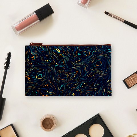 Colorful Abstract Pattern Creative Colorful Line Linear Background Cosmetic Bag (Small) from ArtsNow.com Front