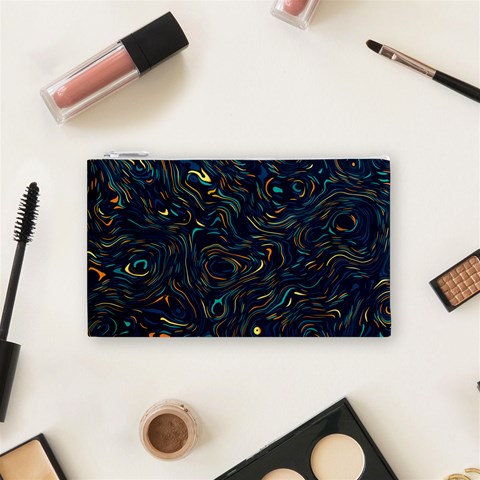 Colorful Abstract Pattern Creative Colorful Line Linear Background Cosmetic Bag (Small) from ArtsNow.com Front