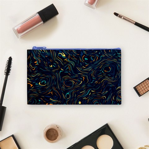 Colorful Abstract Pattern Creative Colorful Line Linear Background Cosmetic Bag (Small) from ArtsNow.com Front