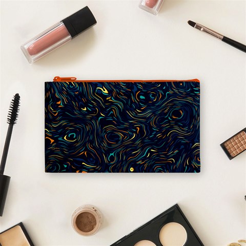Colorful Abstract Pattern Creative Colorful Line Linear Background Cosmetic Bag (Small) from ArtsNow.com Front