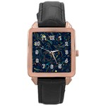 Colorful Abstract Pattern Creative Colorful Line Linear Background Rose Gold Leather Watch 