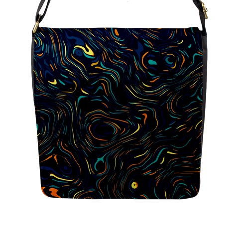 Colorful Abstract Pattern Creative Colorful Line Linear Background Flap Closure Messenger Bag (L) from ArtsNow.com Front