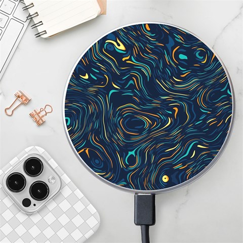 Colorful Abstract Pattern Creative Colorful Line Linear Background Wireless Fast Charger(White) from ArtsNow.com Front