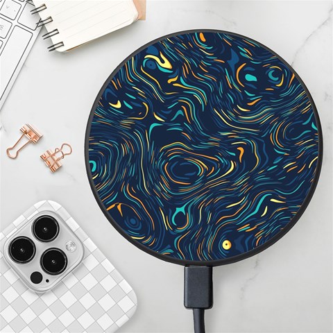 Colorful Abstract Pattern Creative Colorful Line Linear Background Wireless Fast Charger(Black) from ArtsNow.com Front