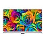 Colorful Roses Bouquet Rainbow Business Card Holder